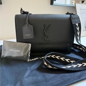Saint Laurent Black Sunset Satchel Bag
